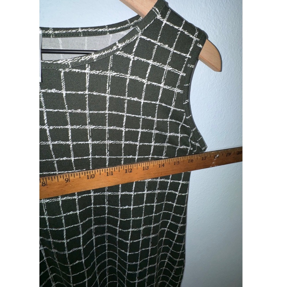 Unbranded Women Olive Green Windowpane Grid Ruffle Hem Midi Dress M - Picture 3 of 6
